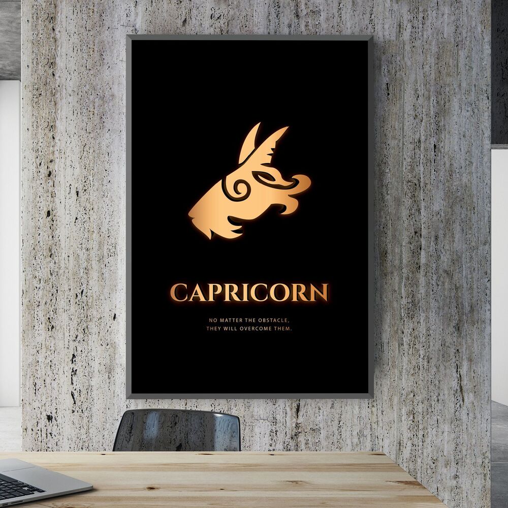 capricorn gold motivational positive canvas print wall art decor 5314