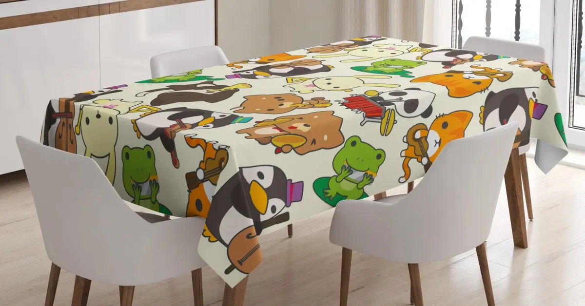 cartoon animal music 3d printed tablecloth table decor 1059