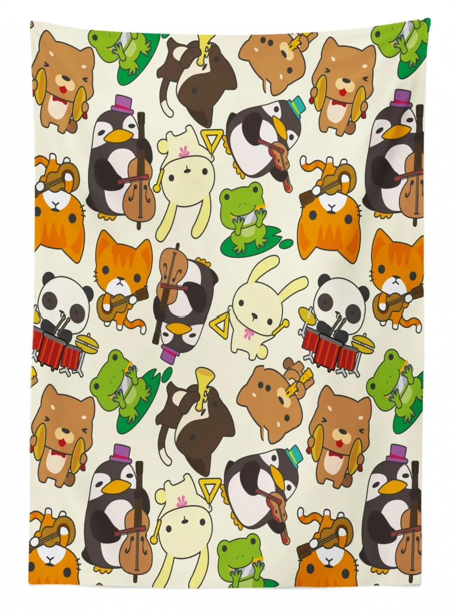 cartoon animal music 3d printed tablecloth table decor 2546