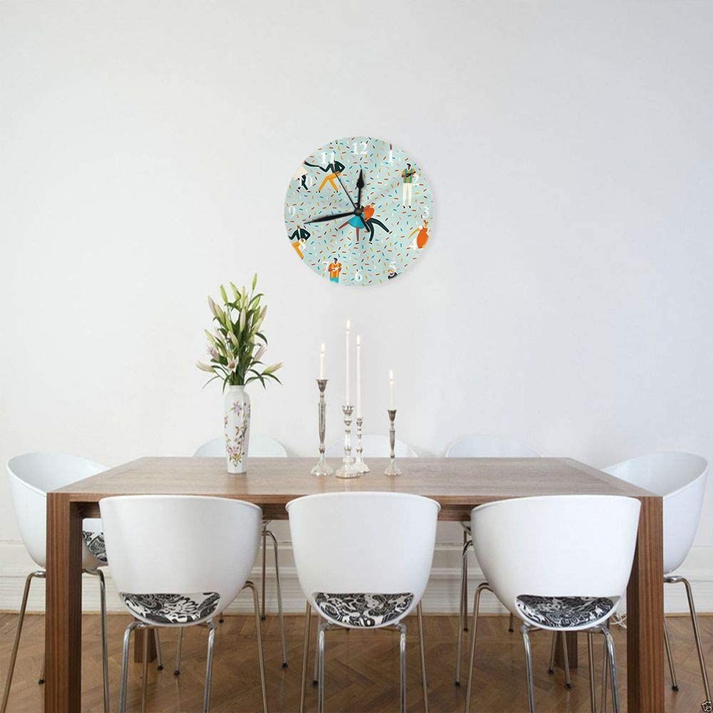 cartoon dancing couples in 50s retro style pattern decorative wall clock 2754