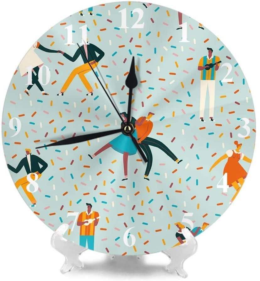 cartoon dancing couples in 50s retro style pattern decorative wall clock 5966