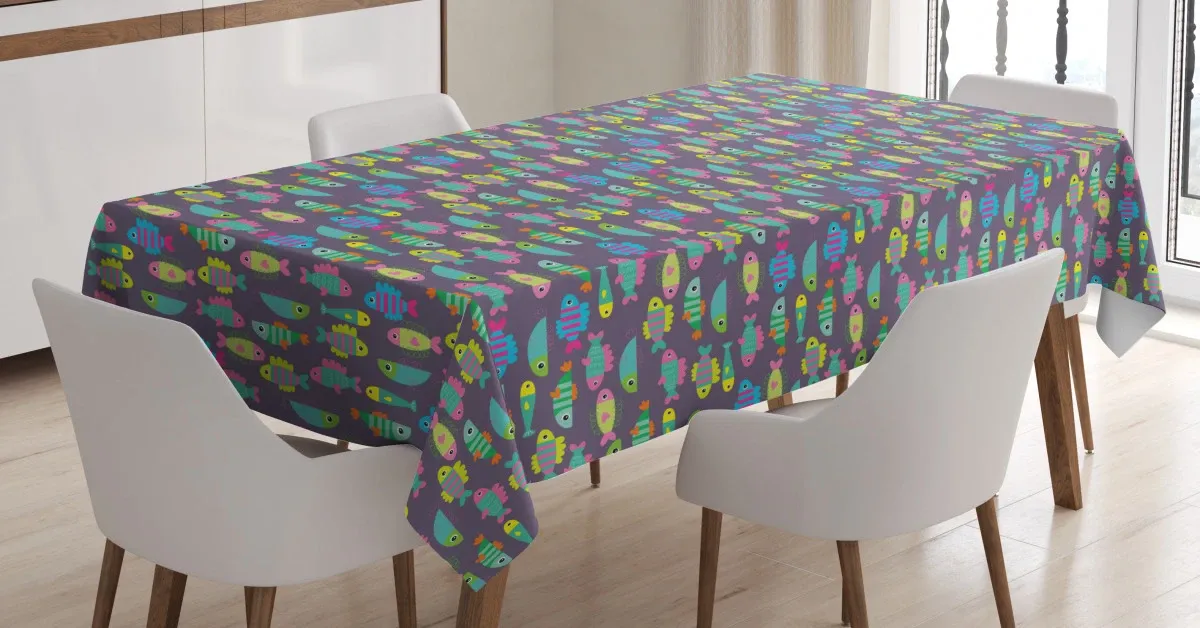 cartoon fauna of the ocean 3d printed tablecloth table decor 5192