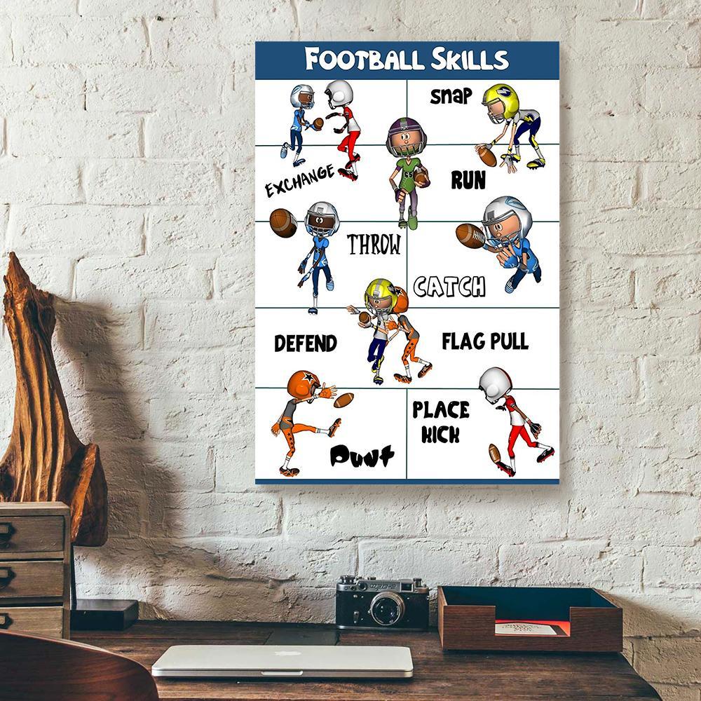 cartoon football skills vertical canvas prints wall art decor 3444