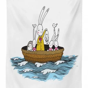 Cartoon Hares Hedgehog 3D Printed Tablecloth Table Decor 1 cartoon hares hedgehog 3d printed tablecloth table decor 5329