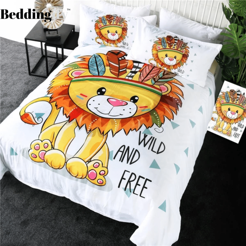 Cartoon Lion Wild And Free Pattern Duvet Cover Bedding Set cartoon lion wild and free pattern duvet cover bedding set 1018