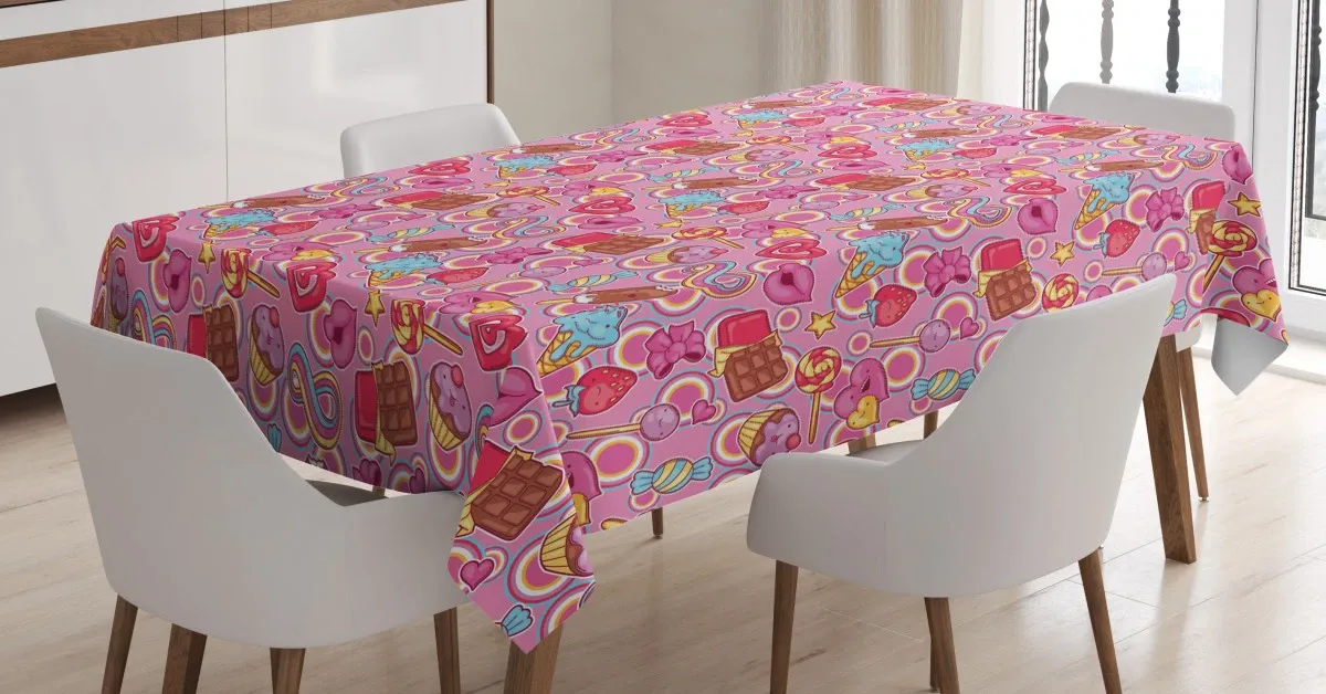 cartoon style colorful design 3d printed tablecloth table decor 2988