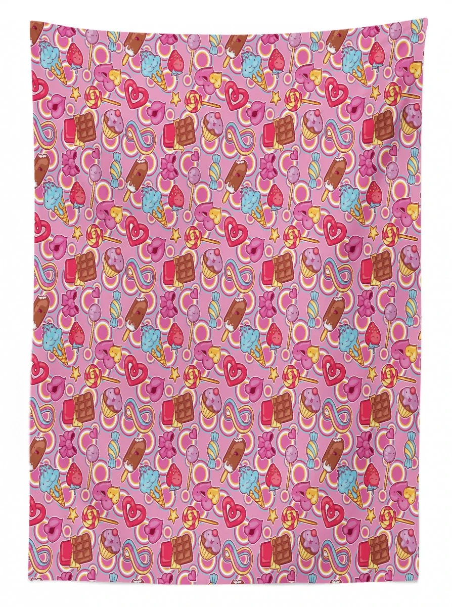 cartoon style colorful design 3d printed tablecloth table decor 6286