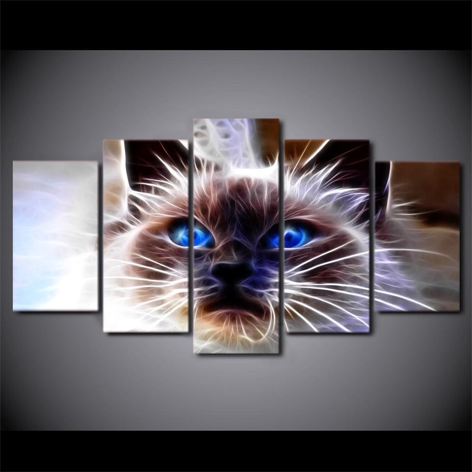 cat abstract 5 panel canvas art wall decor 6472