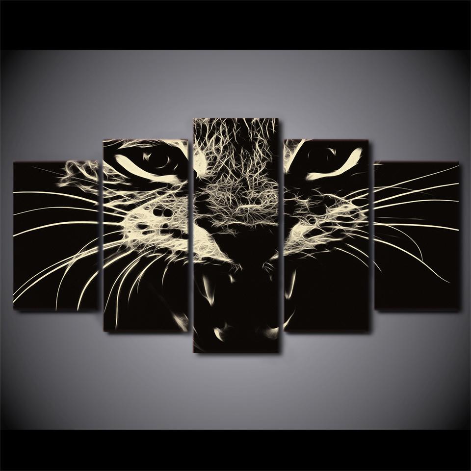 cat abstract animal 5 panel canvas art wall decor 1934