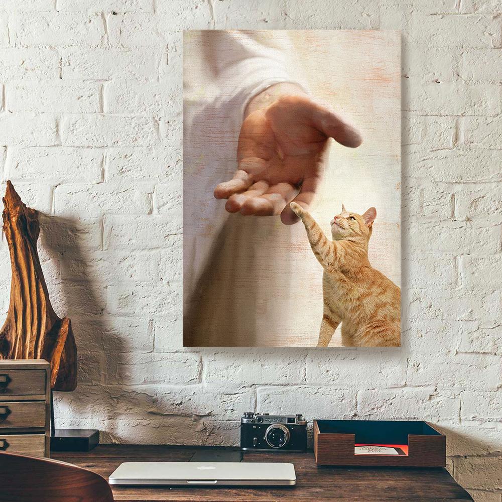 cat and jesus canvas prints wall art decor 3601