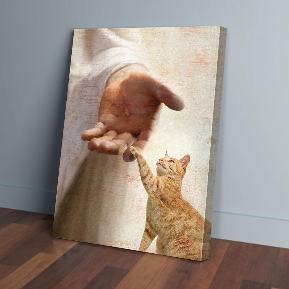 cat and jesus canvas prints wall art decor 5689