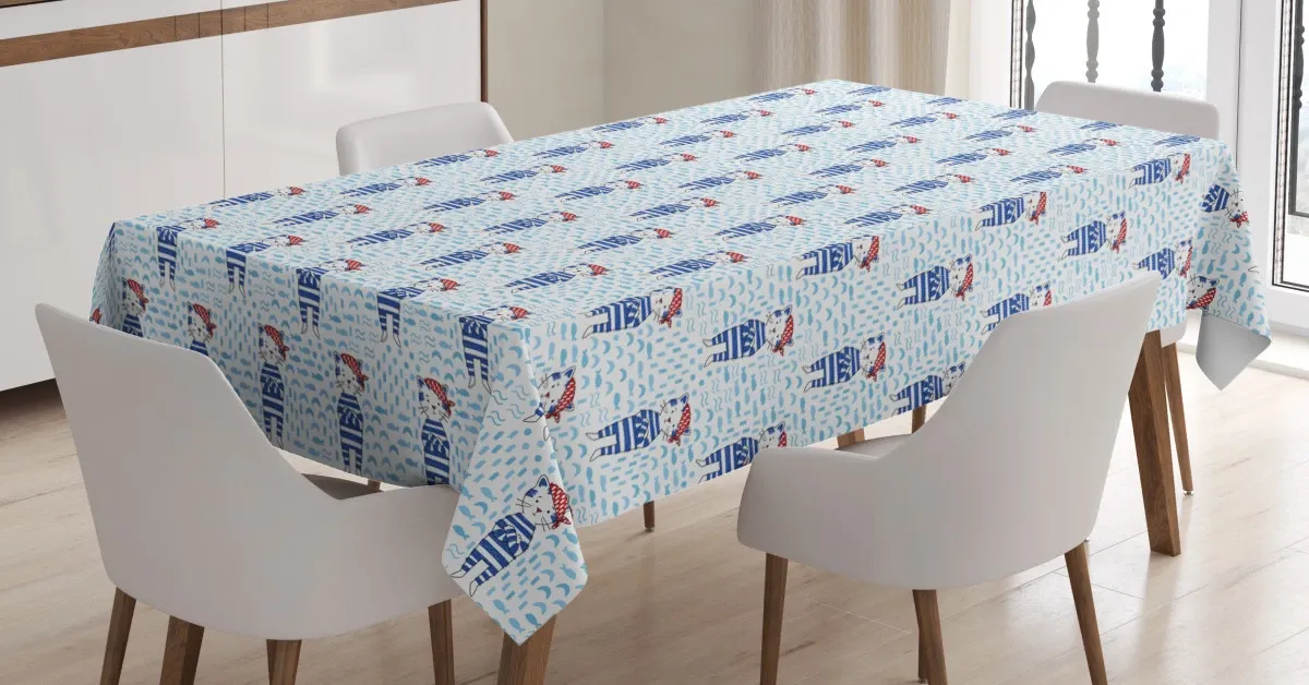 Cat In Blue Sailor Suit 3D Printed Tablecloth Table Decor cat in blue sailor suit 3d printed tablecloth table decor 3949