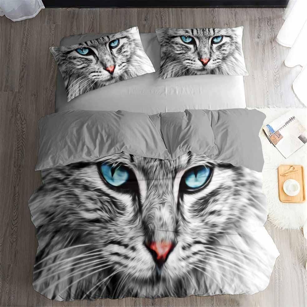 Cat With Blue Eyes Printed Bedding Set Bedroom Decor cat with blue eyes printed bedding set bedroom decor 5020