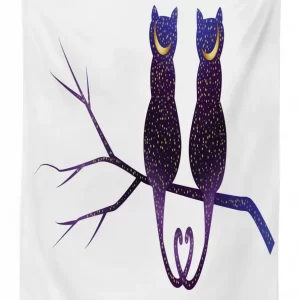 cats depicted as night 3d printed tablecloth table decor 3912