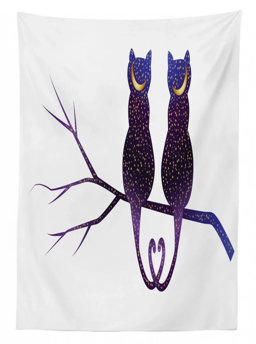 cats depicted as night 3d printed tablecloth table decor 3912