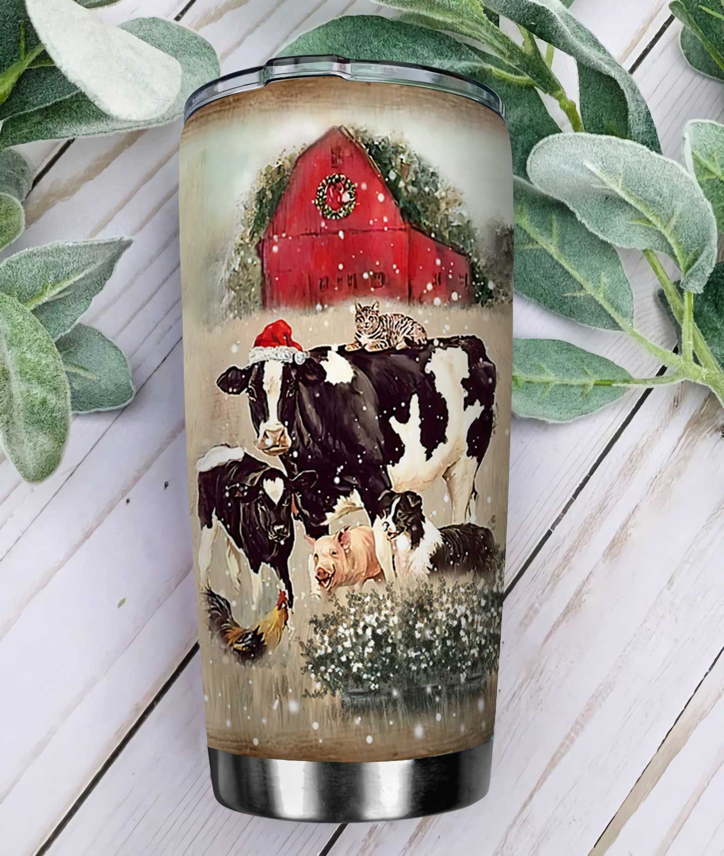 Cattle Farm In Christmas Stainless Steel Tumbler cattle farm in christmas stainless steel tumbler 3044