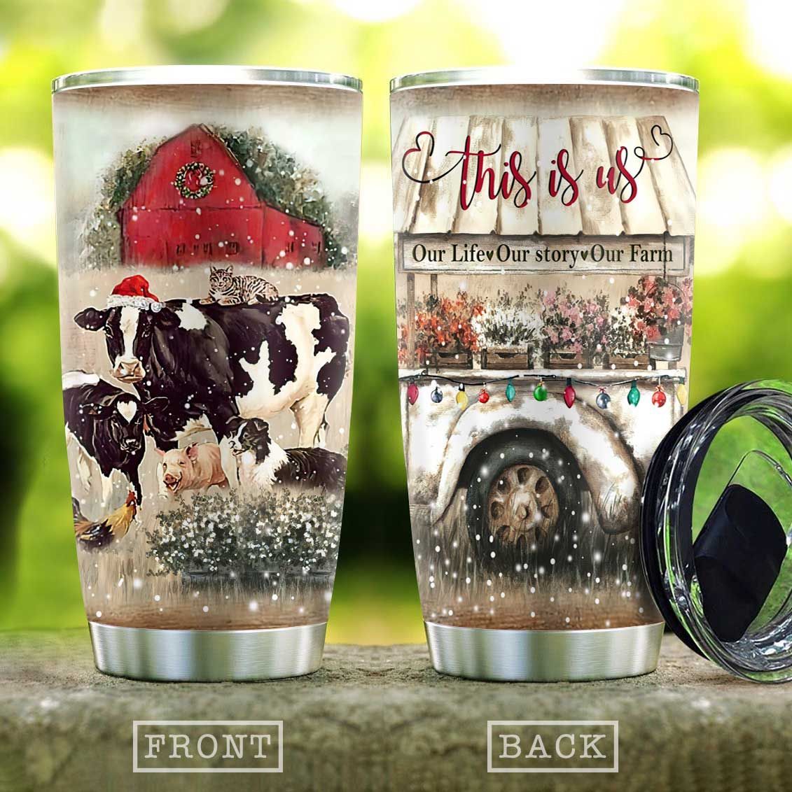 Cattle Farm In Christmas Stainless Steel Tumbler cattle farm in christmas stainless steel tumbler 6055