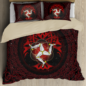celtic culture triskelion triple red pattern st patricks day duvet cover bedding set 5757