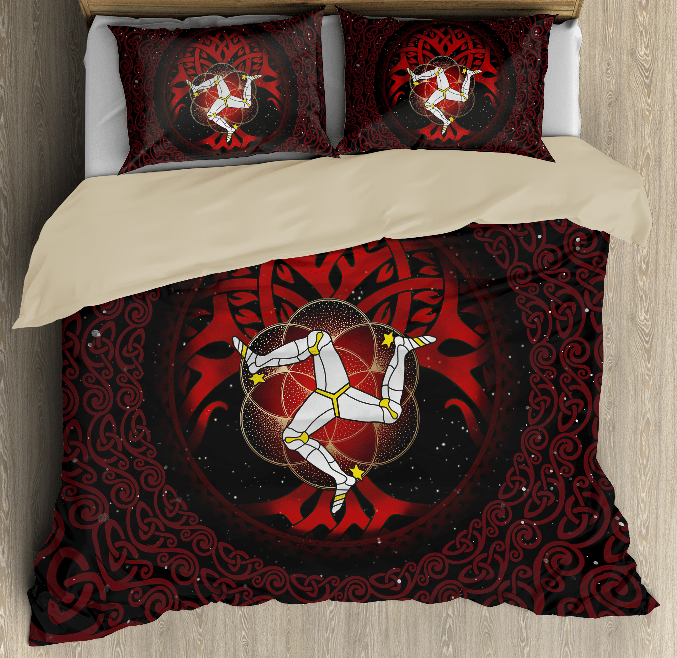 celtic culture triskelion triple red pattern st patricks day duvet cover bedding set 5757