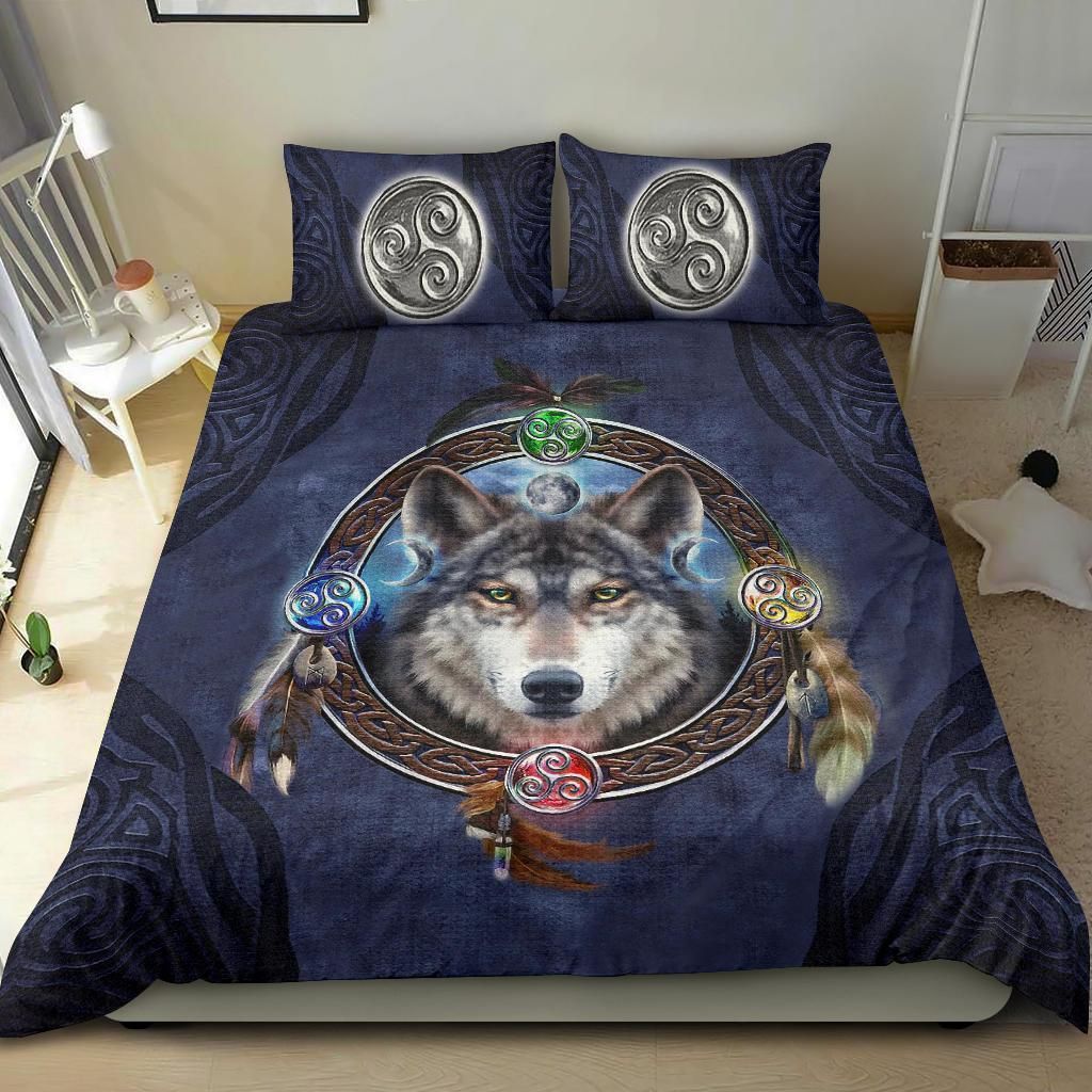 celtic wolf celtic viking bedding set bedroom decor 1923