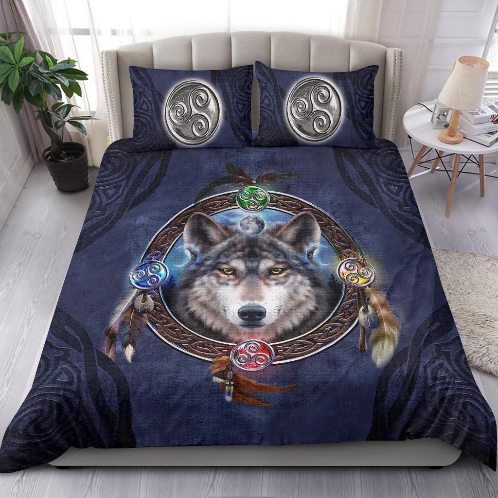 celtic wolf celtic viking bedding set bedroom decor 2535