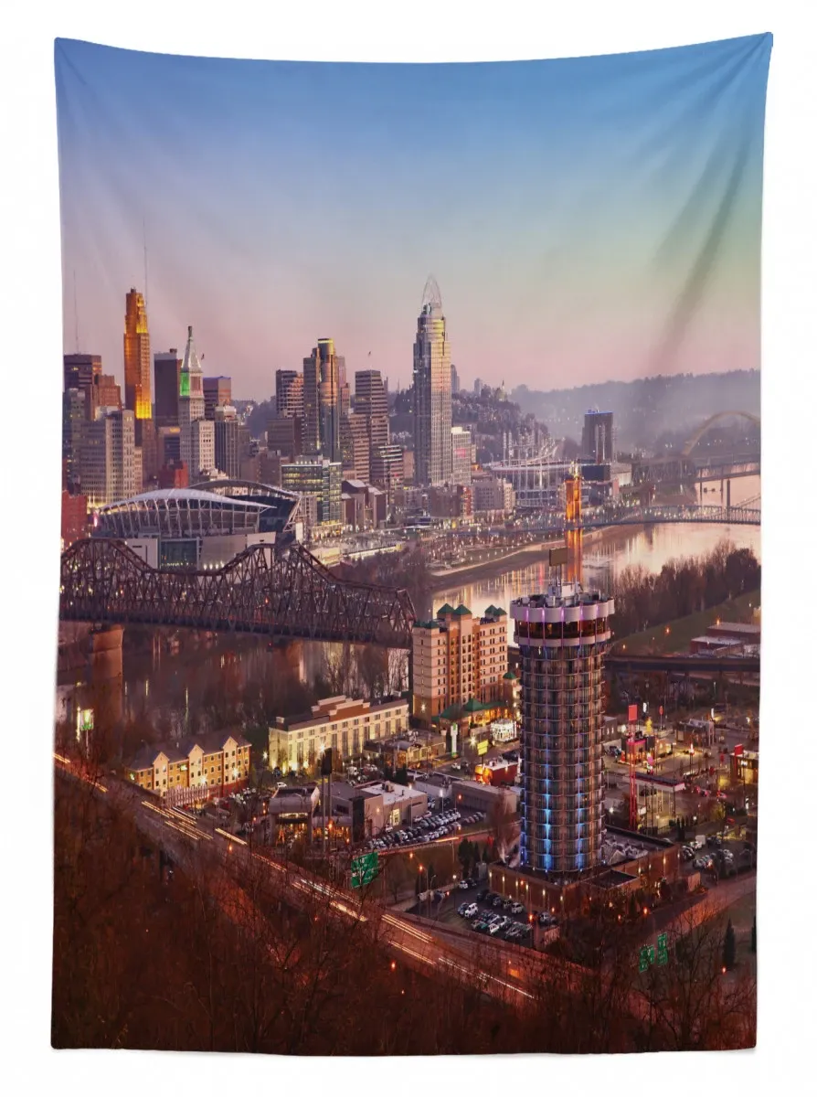 center of the city urban 3d printed tablecloth table decor 4387