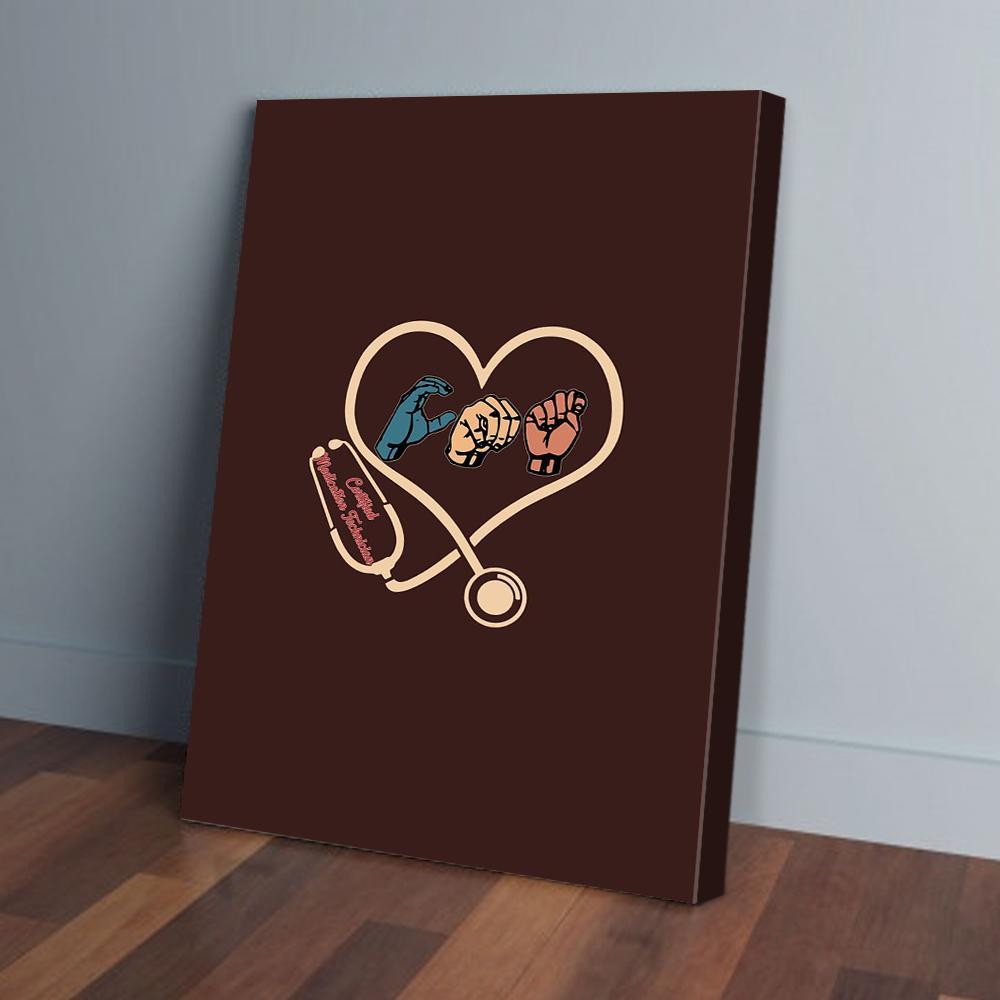 certified medication technician sign language canvas prints wall art decor 4377