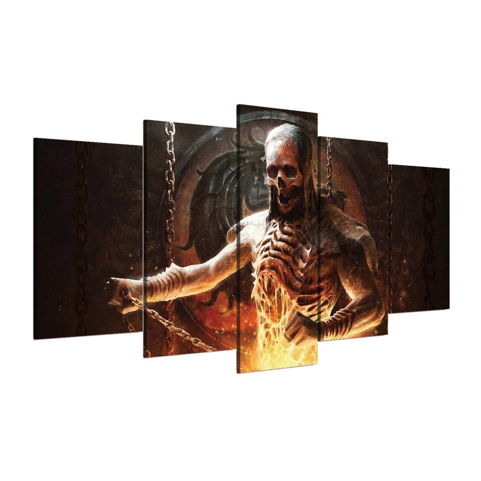 chained skeleton warrior abstract 5 panel canvas art wall decor 6962