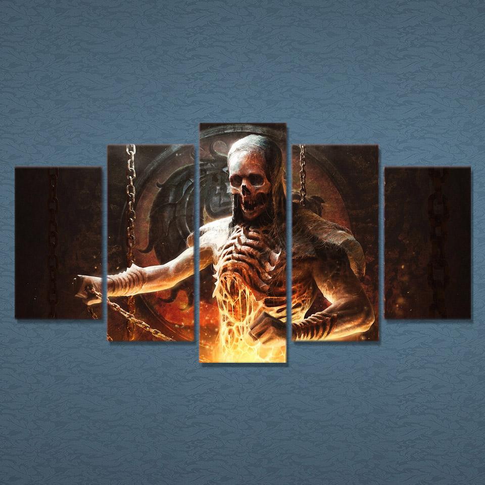 chained skeleton warrior abstract 5 panel canvas art wall decor 8039