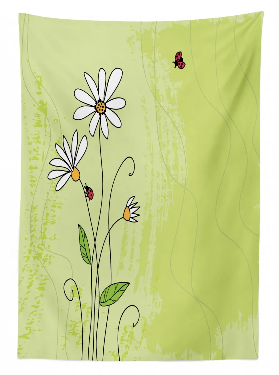 chamomile ladybugs art 3d printed tablecloth table decor 4511
