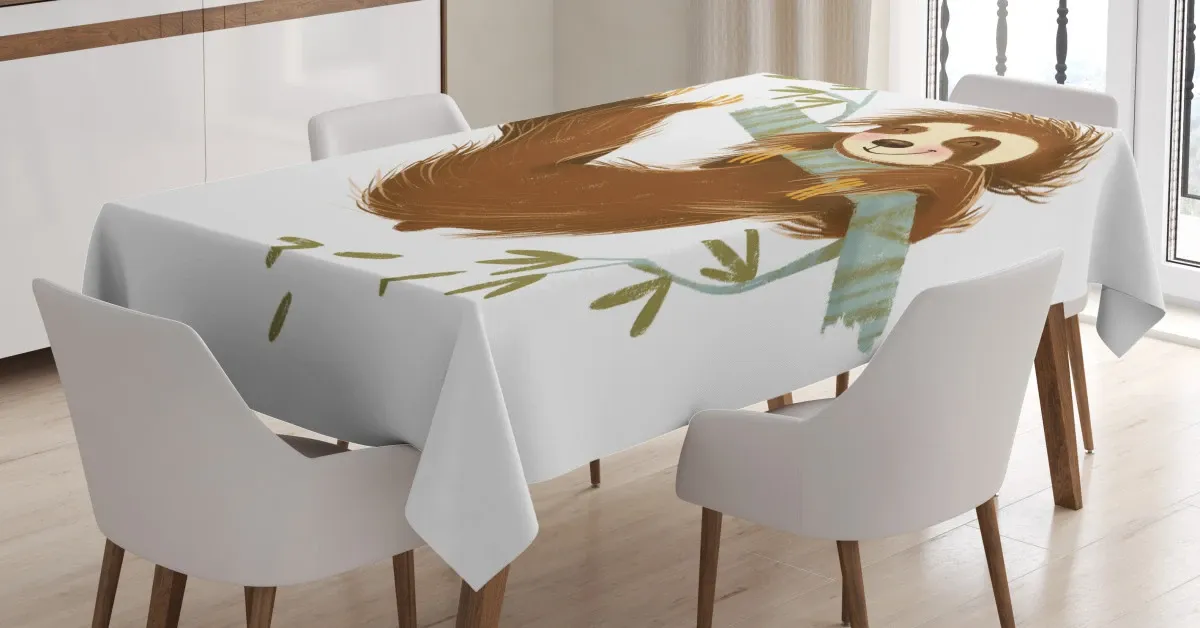 cheerful animal on tree 3d printed tablecloth table decor 3374