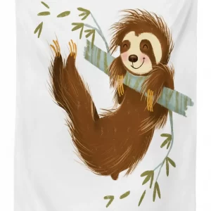 cheerful animal on tree 3d printed tablecloth table decor 4647