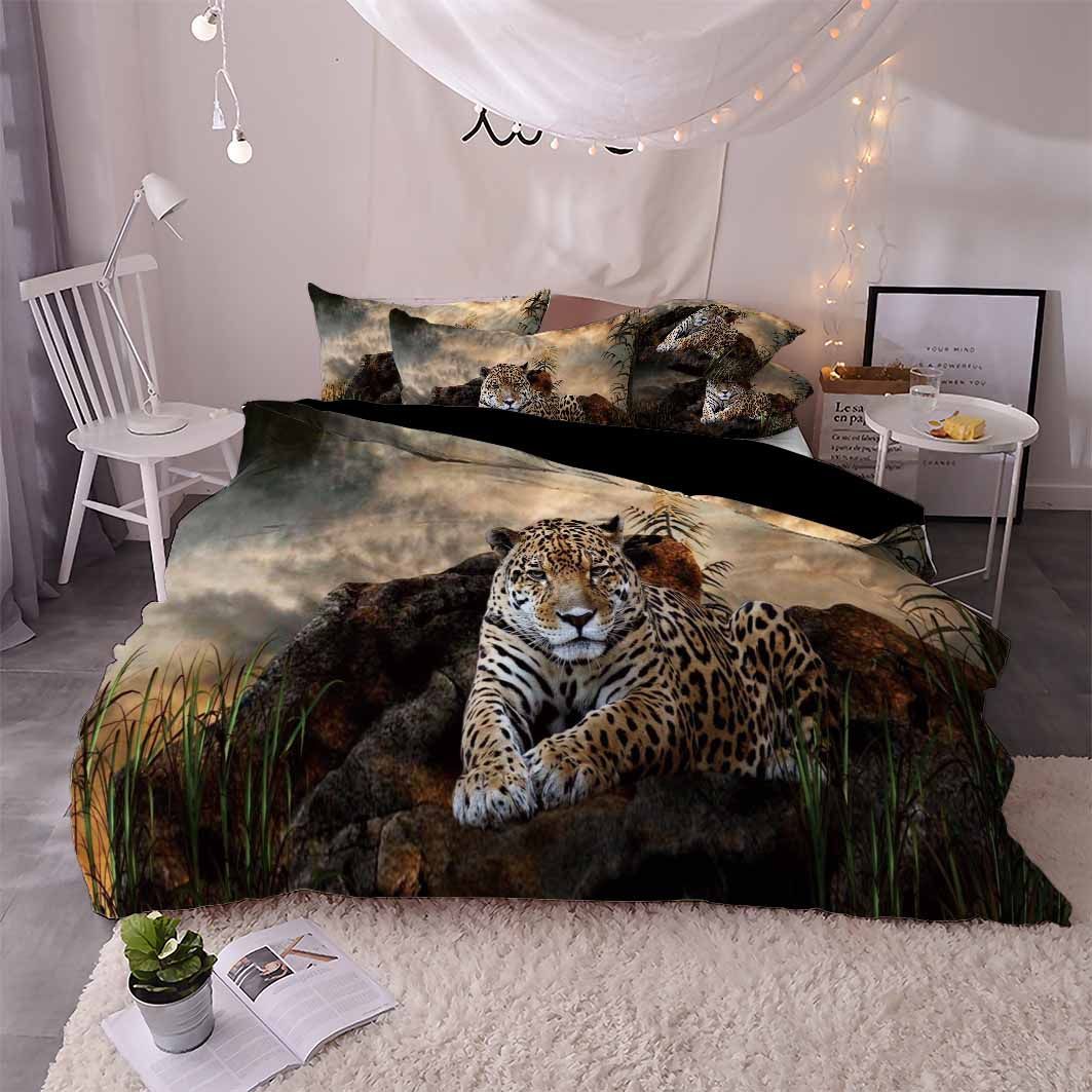 Cheetah Lonely Sunset Printed Bedding Set Bedroom Decor cheetah lonely sunset printed bedding set bedroom decor 4343