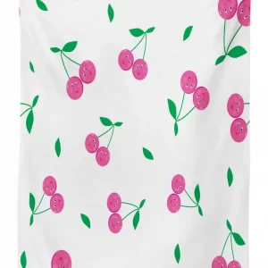 cherries with smiling faces 3d printed tablecloth table decor 5138