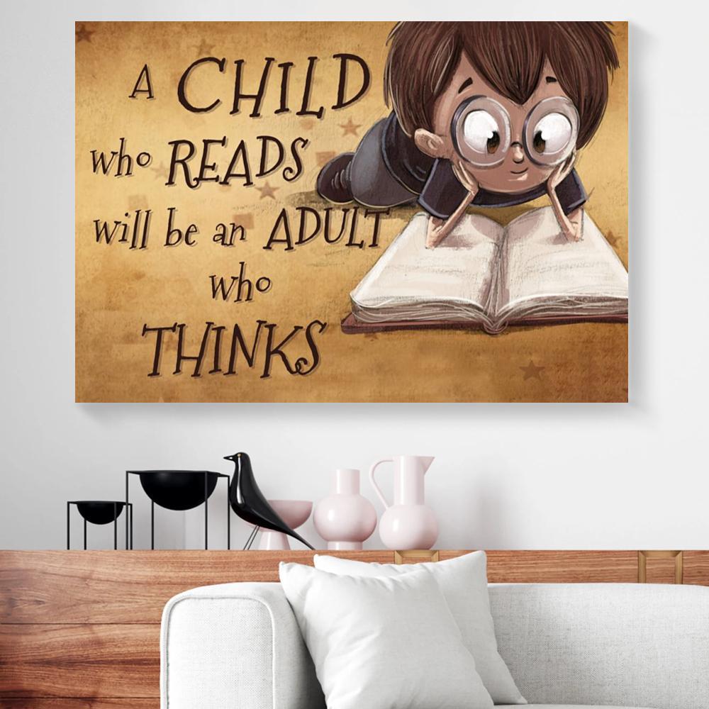child reading book canvas prints wall art decor 2946