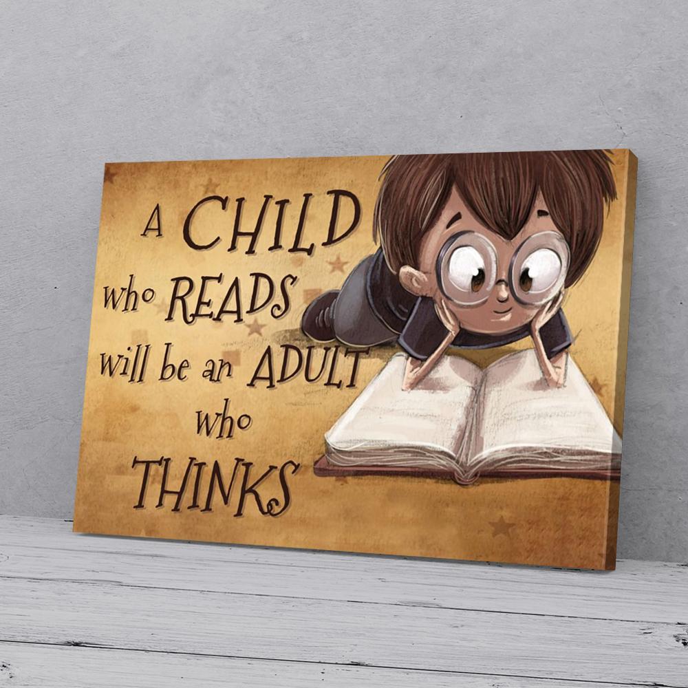 child reading book canvas prints wall art decor 8083