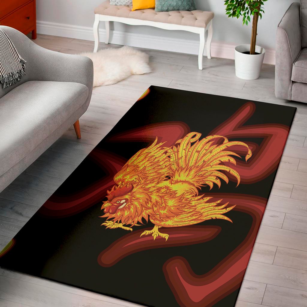 chinese new year rooster print area rug floor decor 1917