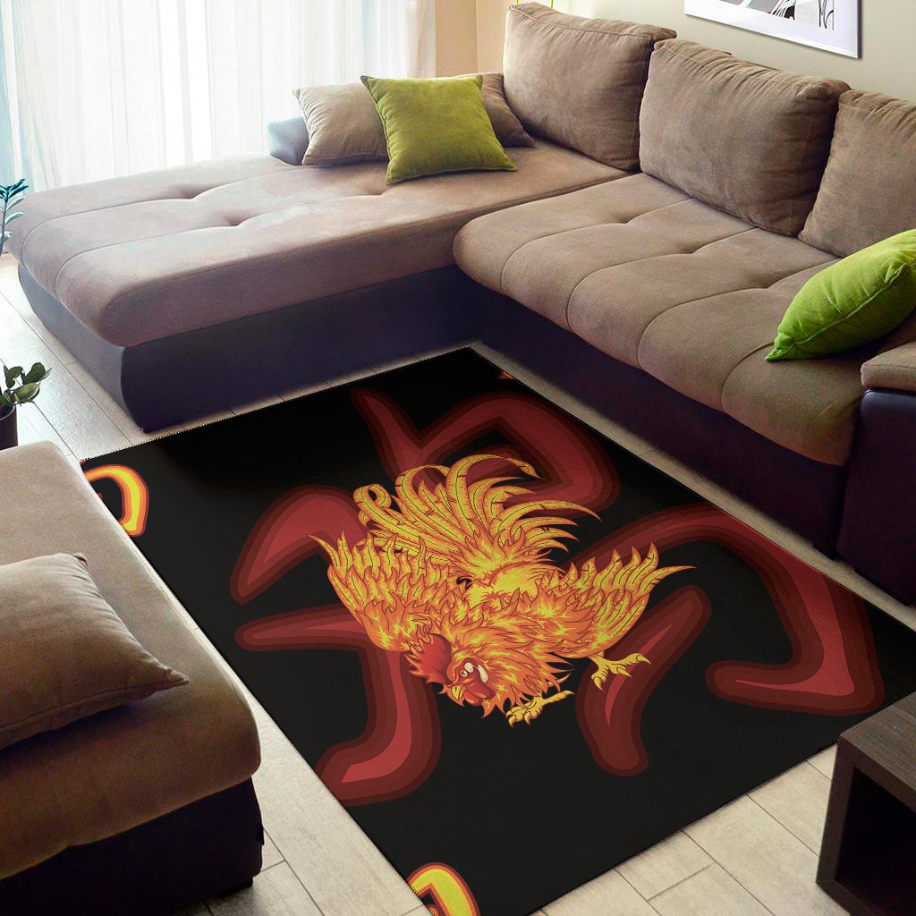 chinese new year rooster print area rug floor decor 6141
