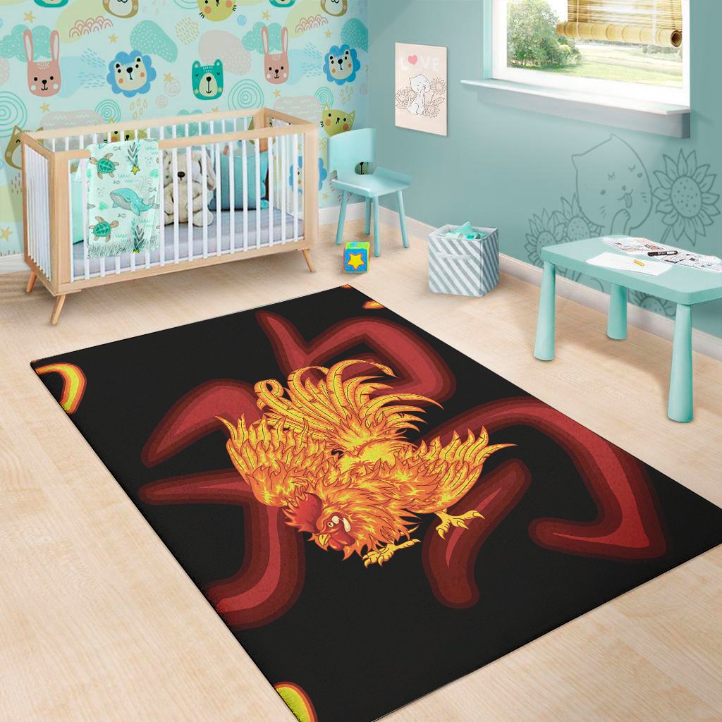 chinese new year rooster print area rug floor decor 6955