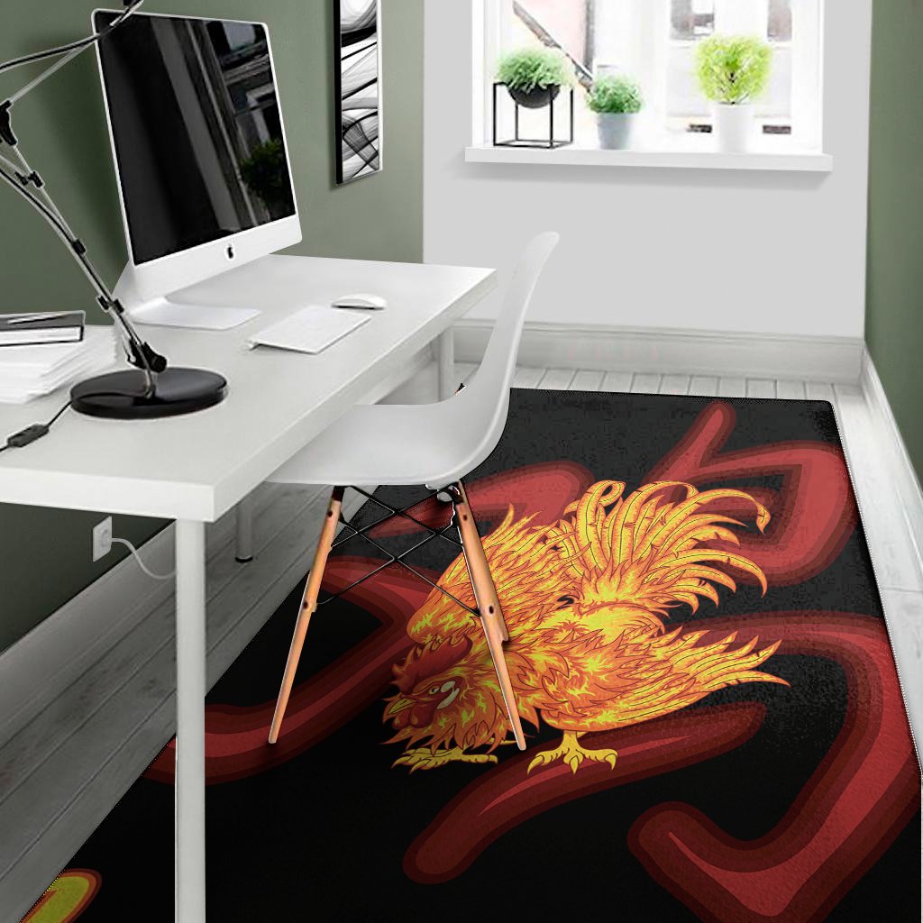 chinese new year rooster print area rug floor decor 7507