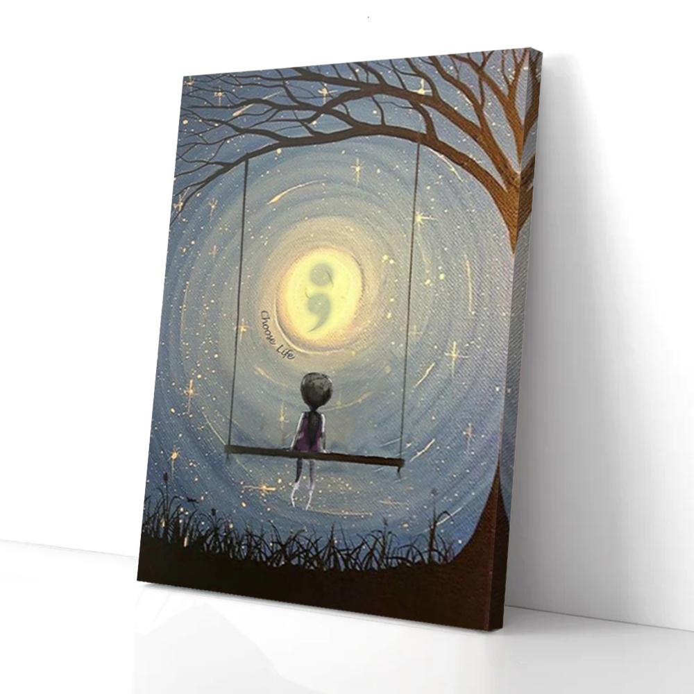 choose life little girl before the sky night canvas prints wall art decor 1053