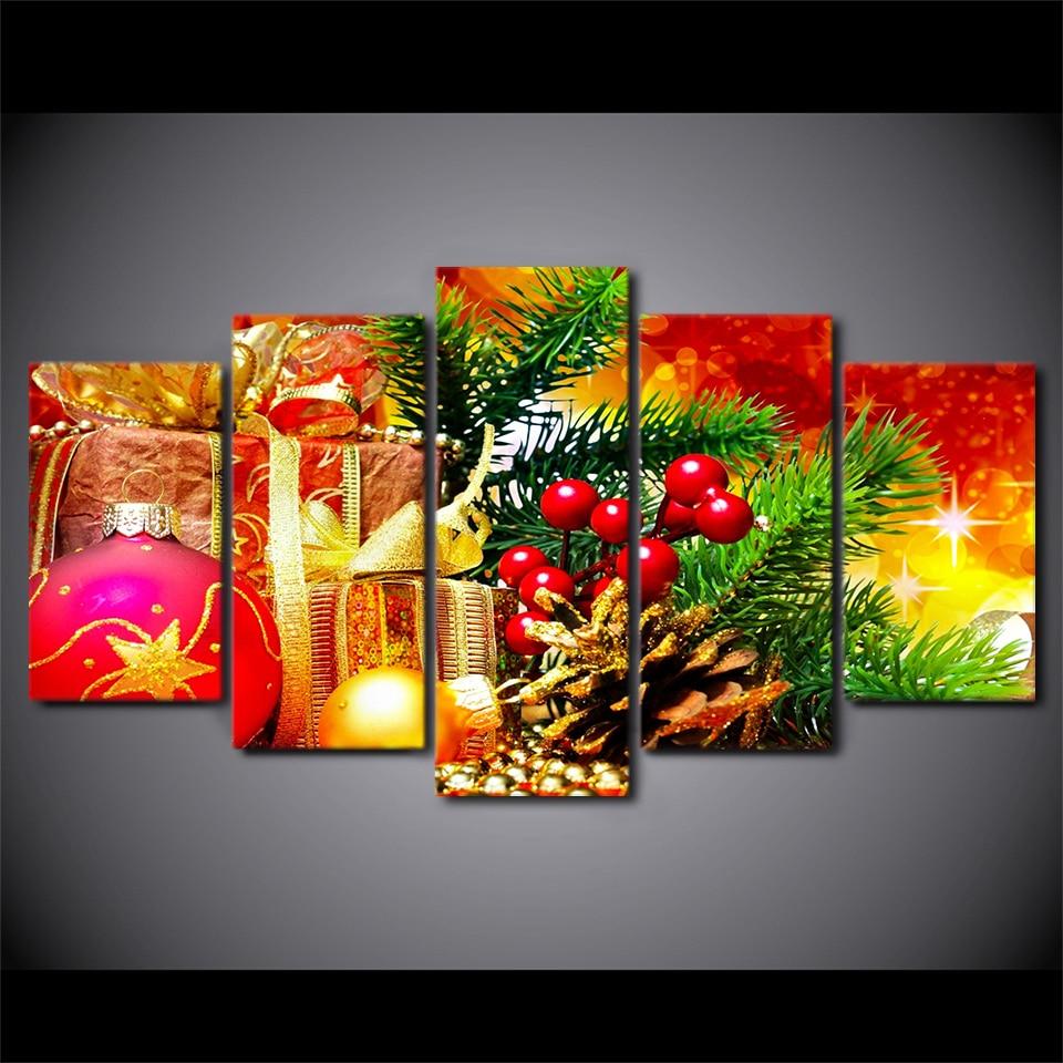 christmas gift abstract 5 panel canvas art wall decor 1806