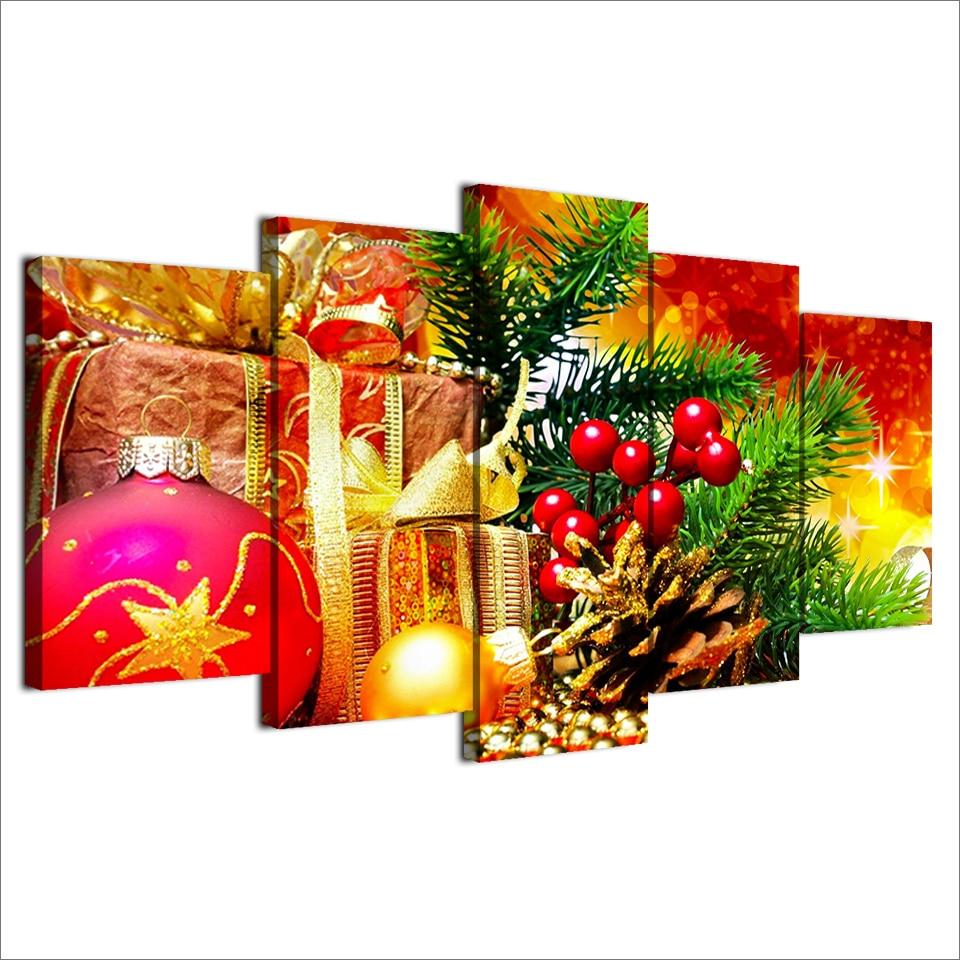 christmas gift abstract 5 panel canvas art wall decor 5331