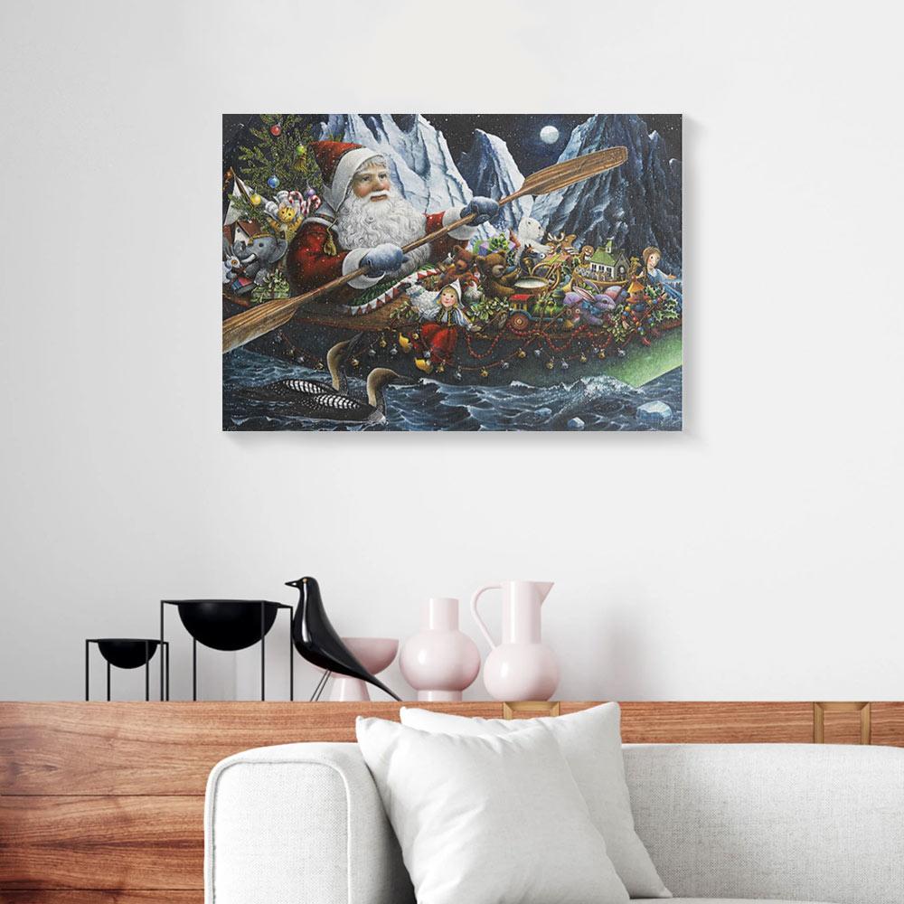 Christmas Kayaking Canvas Prints - Wall Art Decor christmas kayaking canvas prints wall art decor 2183