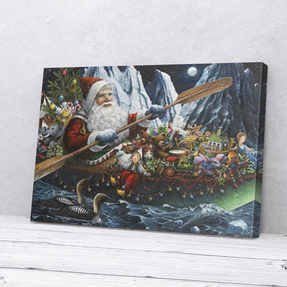 Christmas Kayaking Canvas Prints - Wall Art Decor christmas kayaking canvas prints wall art decor 6087