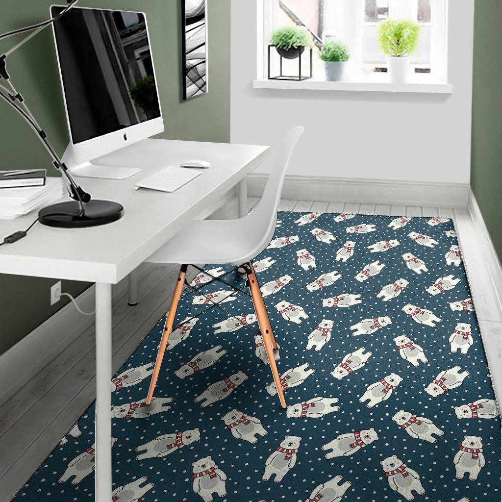 christmas polar bear pattern print area rug floor decor 2055