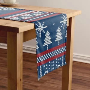 christmas red and blue winter nice ornamental printed table runner 6713