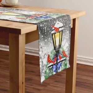 christmas red and blue winter nice ornamental printed table runner 8302