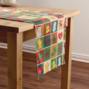 christmas red and green nice background printed table runner 1177