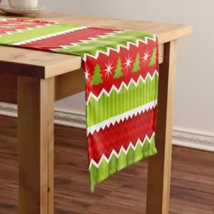 christmas red and green nice background printed table runner 2525